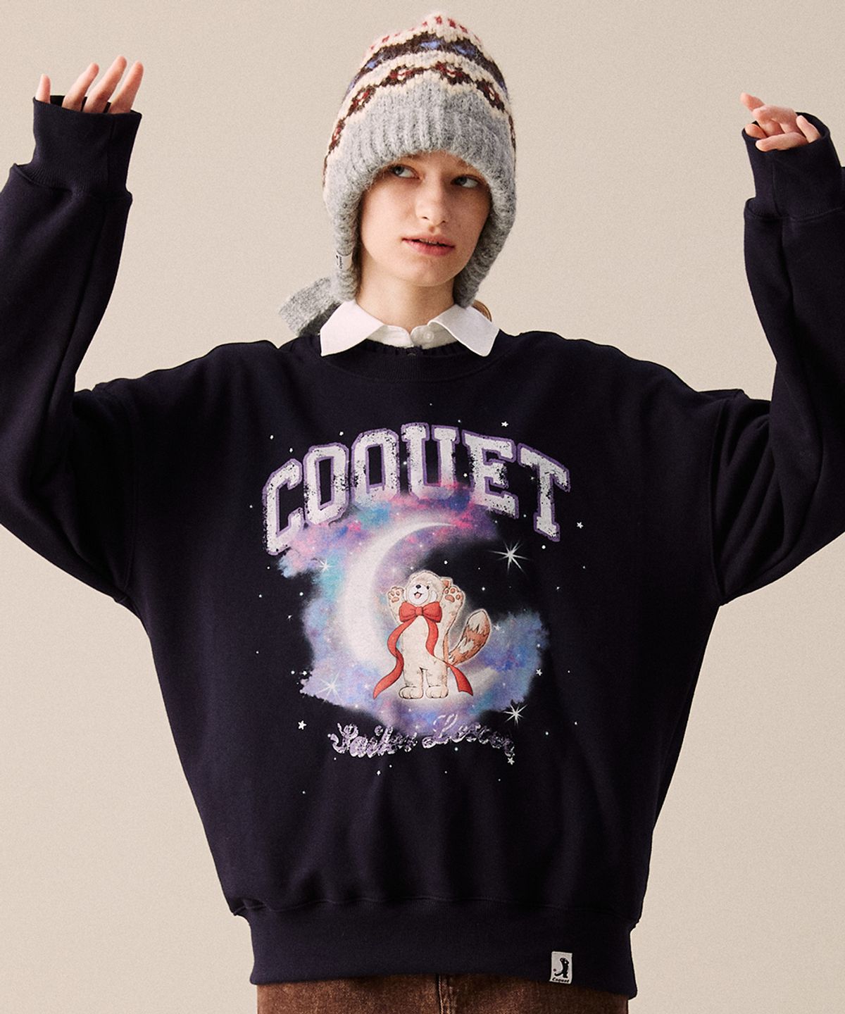 코케트(COQUET) [OVER-FIT] SAILOR MOON LESSER PANDA SWEATSHIRT NAVY