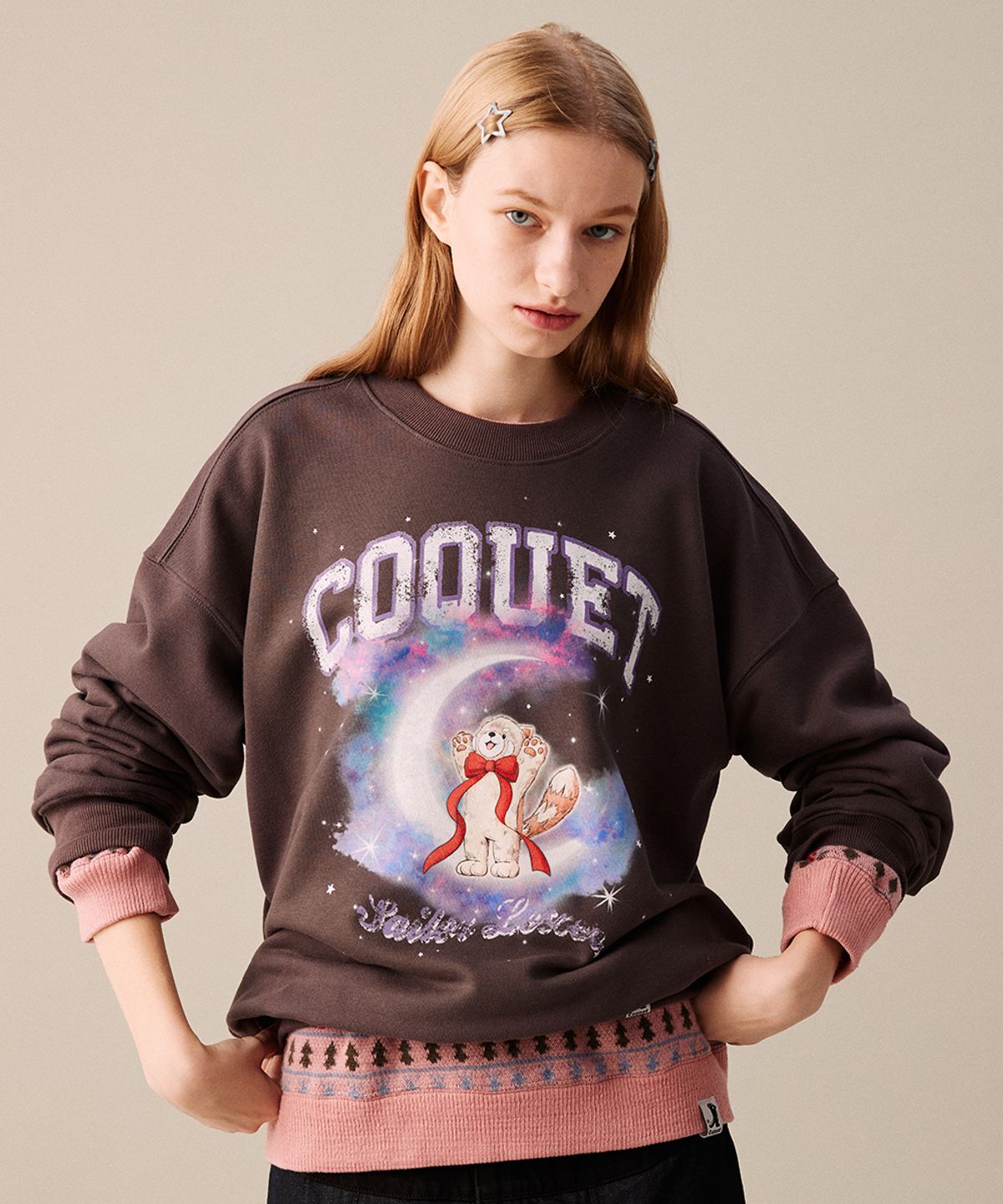 코케트(COQUET) [OVER-FIT] SAILOR MOON LESSER PANDA SWEATSHIRT CHARCOAL