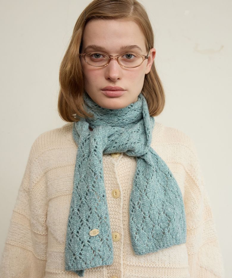 LUMINO KNIT MUFFLER, JADE GREEN