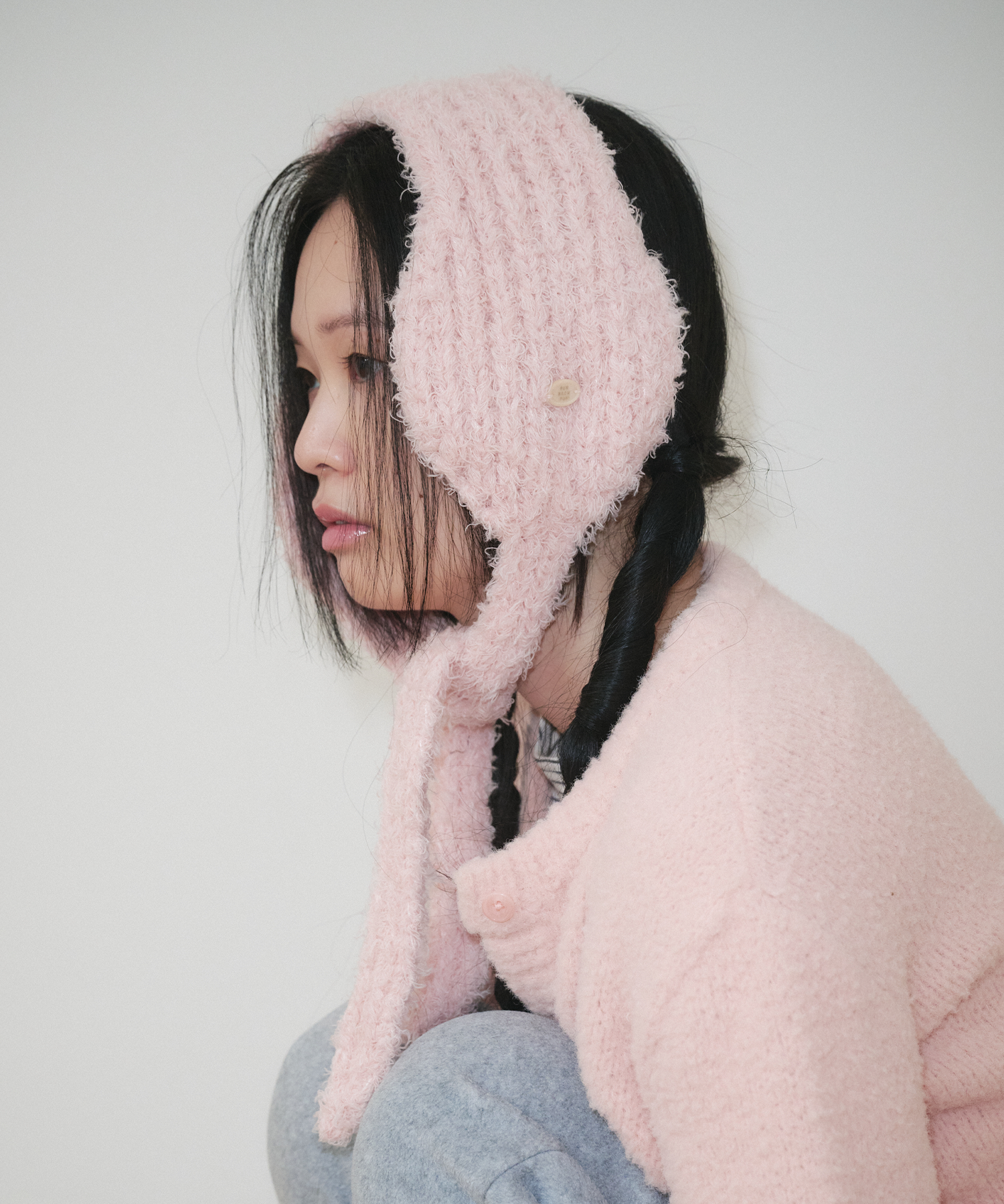 MUSINSA公式 | FUNFROMFUN TEXTURED KNIT EARMUFFS, PINK
