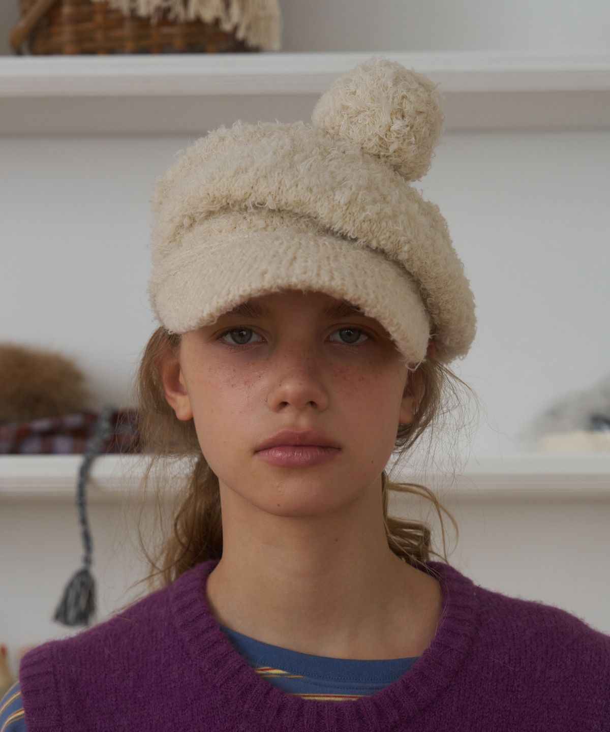 펀프롬펀(FUNFROMFUN) TEXTURED NEWSBOY CAP, CREAM