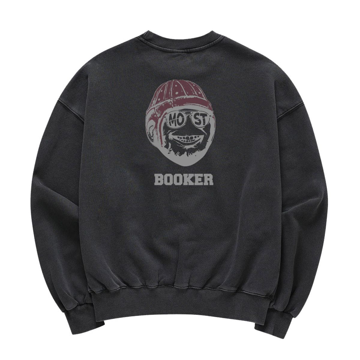 멜로우컨셉(MELLOW CONCEPT) MM42 BOOKER 피그먼트 맨투맨_다크그레이