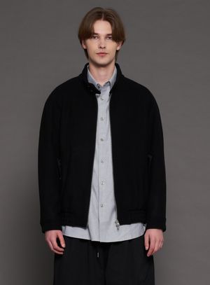 [XL~4XL]울 블렌드 하이넥 블루종 자켓_블랙