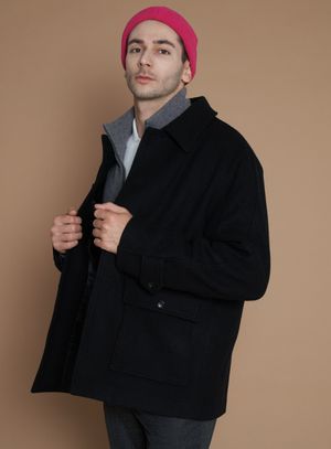 [XL~4XL]울 블렌드 하프코트_블랙