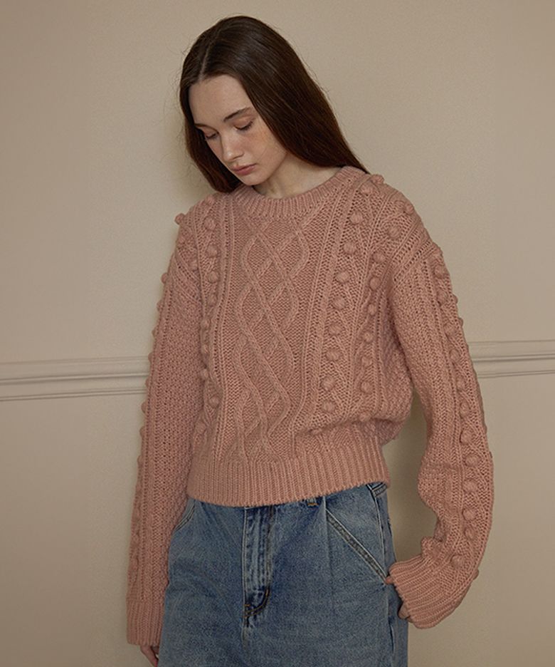 Grandma bell alpaca knit (Pink)