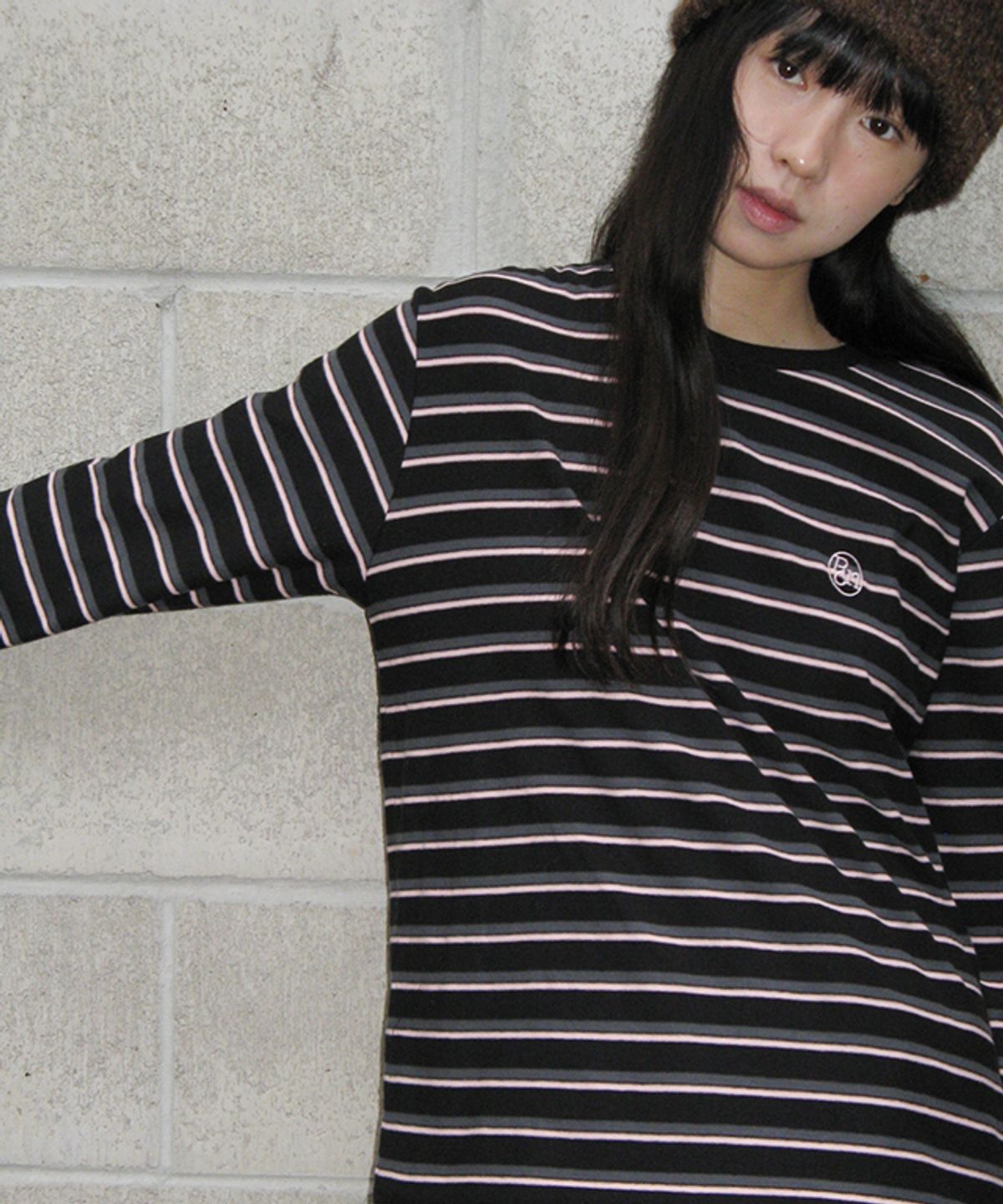 론론(RONRON) MULTI STRIPE LONG SLEEVE BLACK PINK
