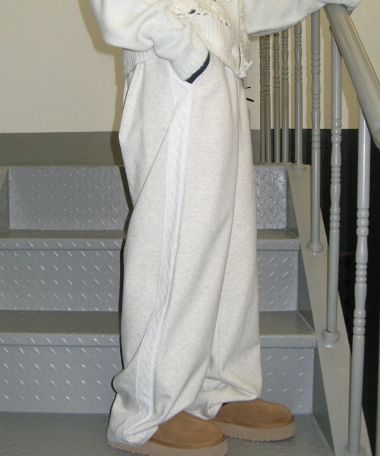 SIDE LACE TRACK SWEAT PANTS OATMEAL