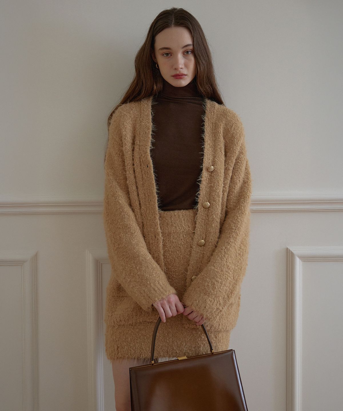 하우스 오브 폰드(HOUSE OF POND) Furry alpaca knit cardigan (Beige)