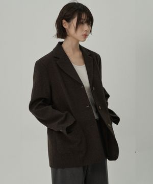 (woman) 프리미엄 울 블레이저 자켓_Brown