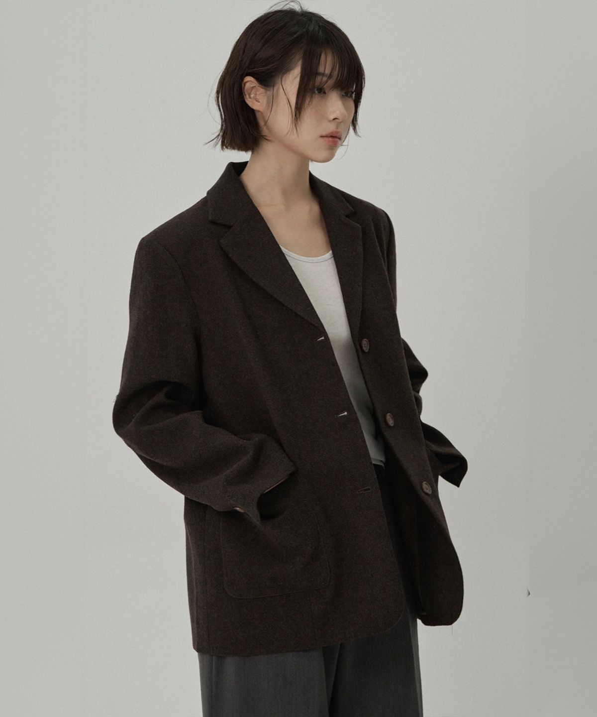 무드인사이드 우먼(MOOD INSIDE WOMAN) (woman) 프리미엄 울 블레이저 자켓_Brown