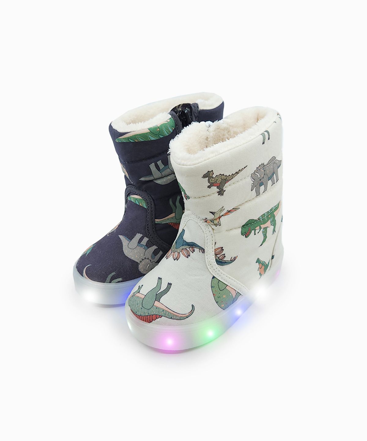베이비솔(BABYSOLE) 공룡나라 LED 털부츠