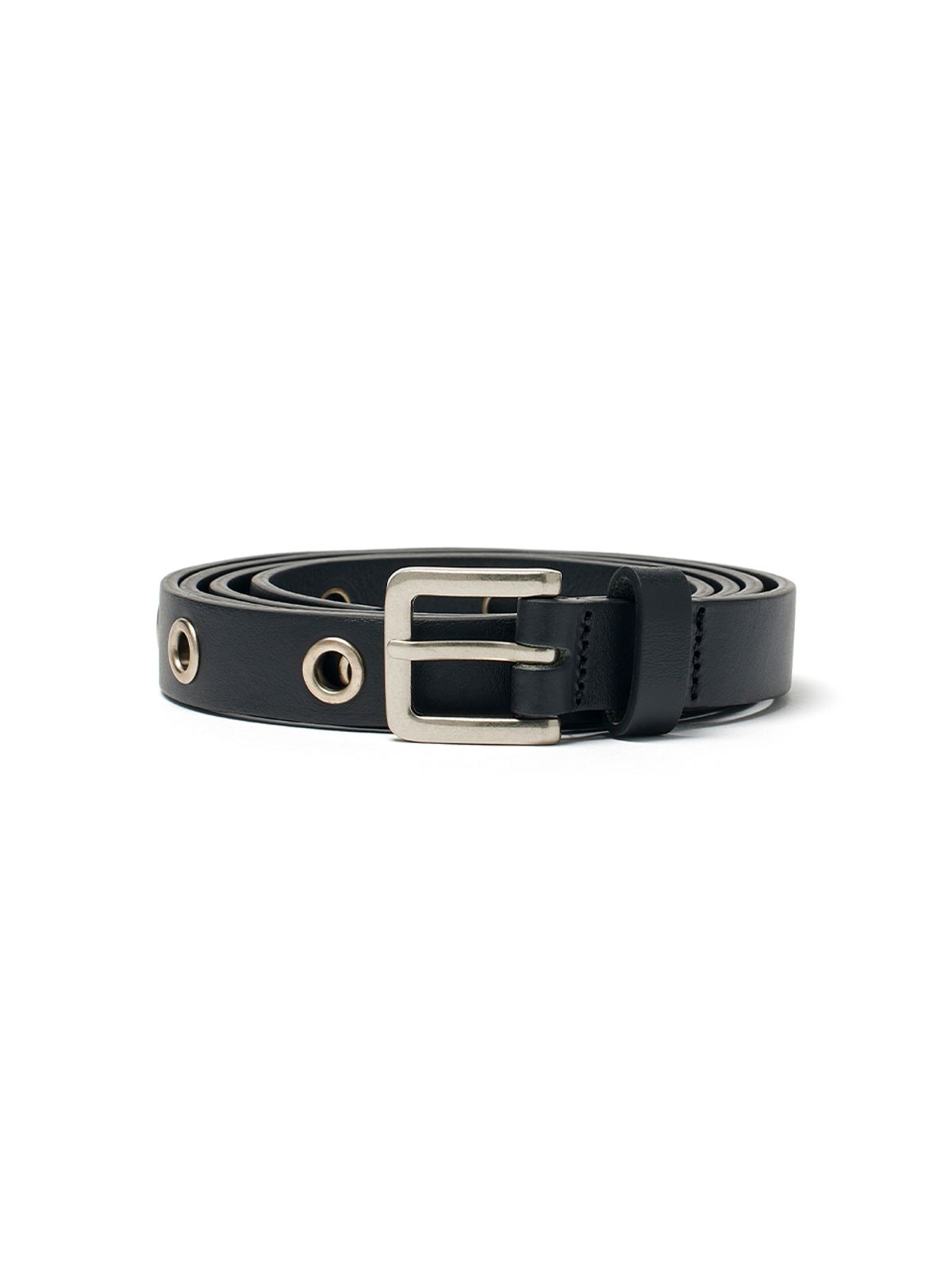 마뗑킴(MATIN KIM) STUD EYELET LEATHER BELT IN BLACK