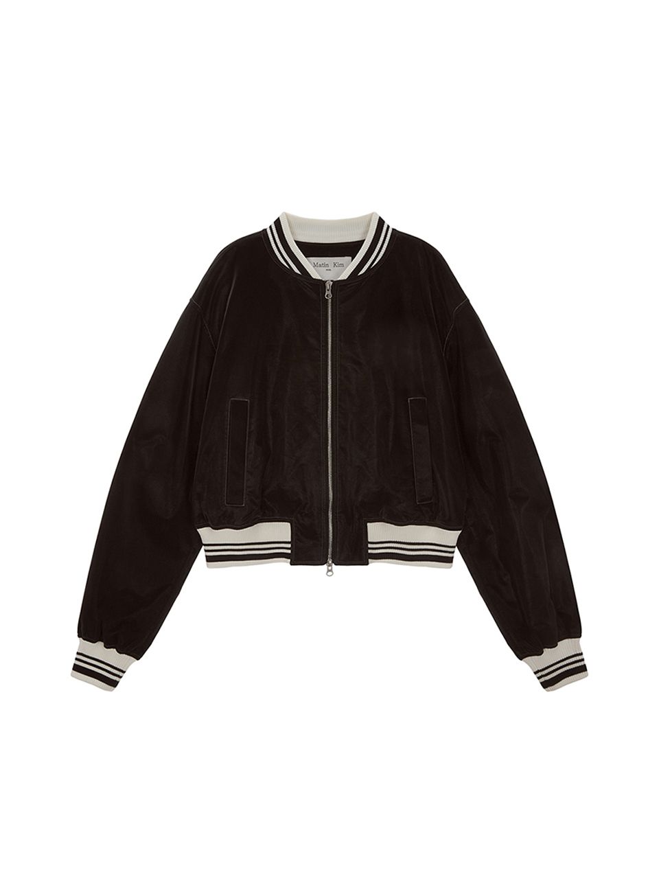 마뗑킴(MATIN KIM) FAUX LEATHER DOWN JUMPER FOR MEN IN BLACK