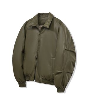 87-STAN102 유틸리티 카라 벌룬 레더 숏패딩 카키