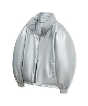 87-STAN104 유틸리티 하이넥 레더 패딩 실버