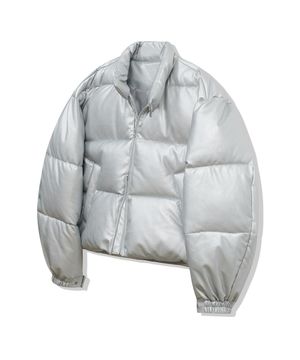 87-STAN106 유틸리티 하프넥 레더 패딩 실버