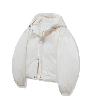 85-VIVA042 유틸리티 글로시 후드 크롭 숏패딩 화이트