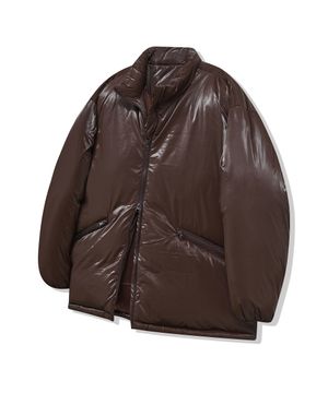 85-VIVA046 유틸리티 글로시 하프 하이넥 패딩 브라운
