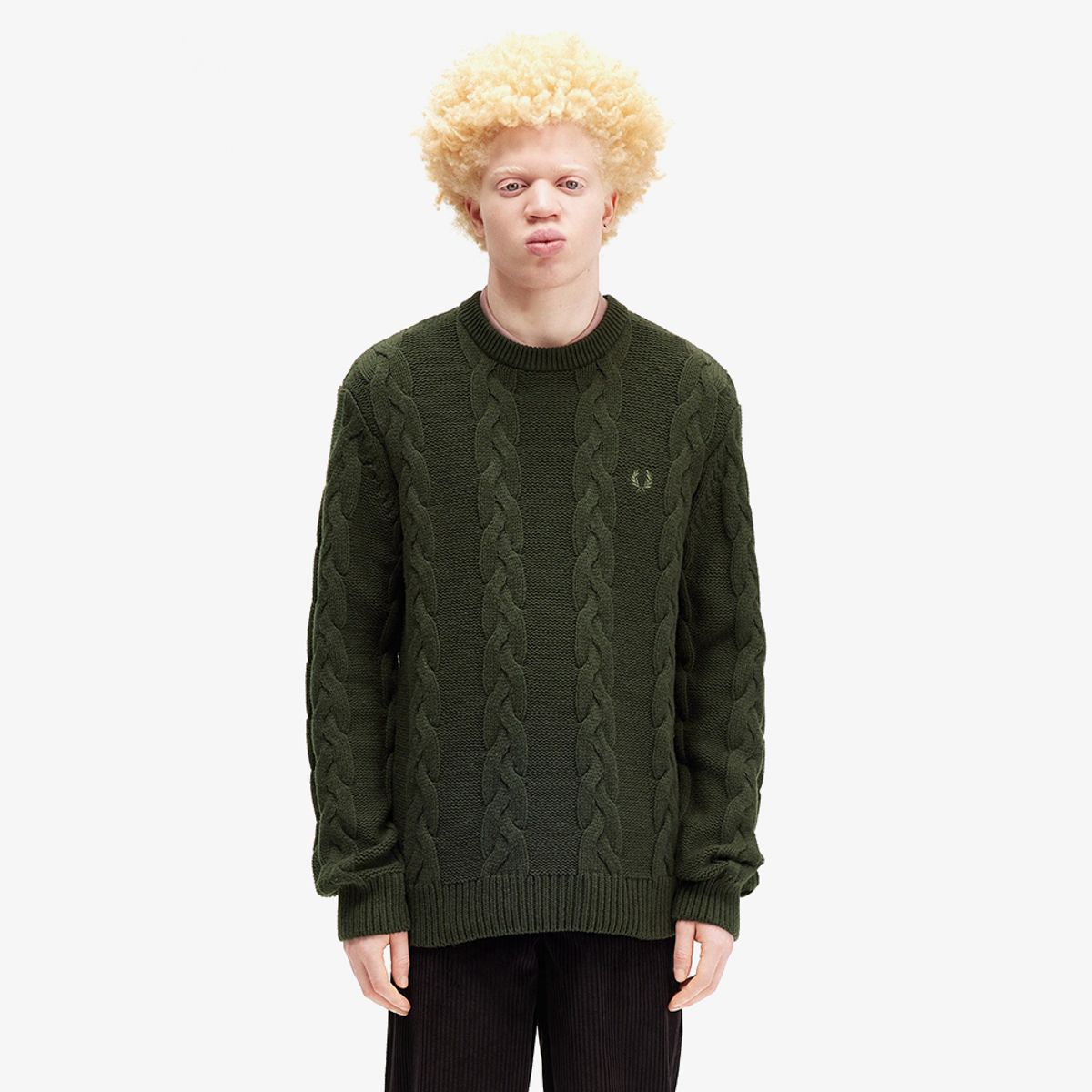 프레드페리(FRED PERRY) [Sharp] 청키 케이블 니트 스웨터 - 헌팅그린 AFPM2438562-408