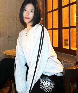 베이직 오버핏 트랙 우먼 브이넥 맨투맨 3 Color [ULZV_1001]