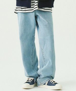 [MAN]와이드 워싱 데님 팬츠_라이트블루