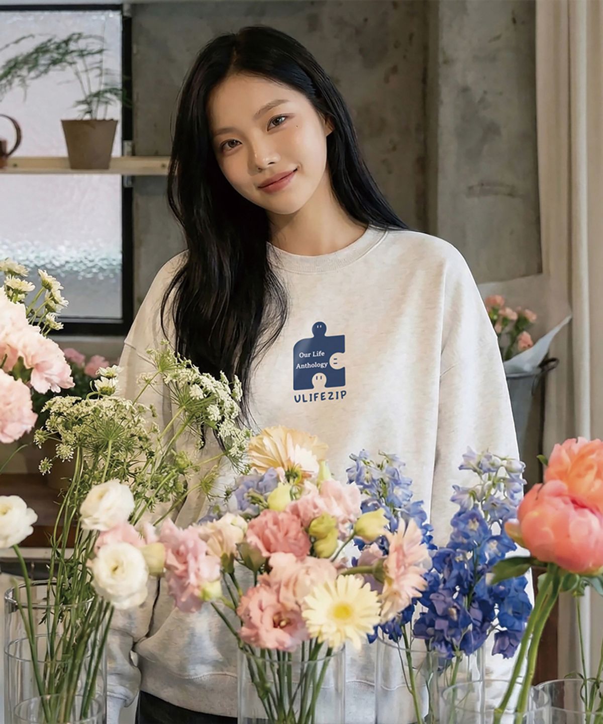 유라이프지(ULIFEZIP) 퍼즐링 오버핏 맨투맨 5 Color [ULZM_5022]