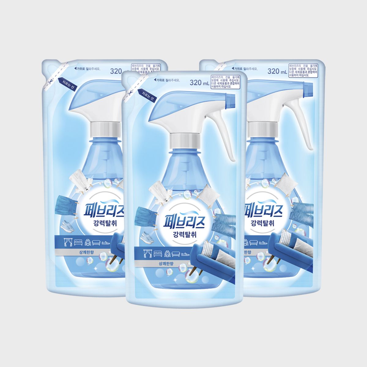 페브리즈(FEBREZE) 섬유탈취제 상쾌한 향 320ml 리필 3개
