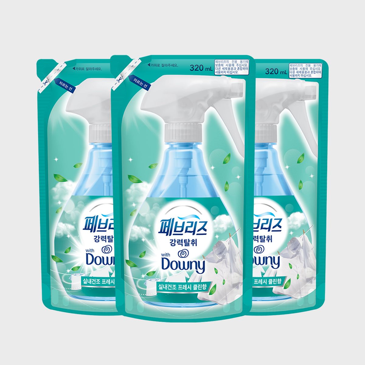 페브리즈(FEBREZE) 섬유탈취제 다우니실내건조 향 320ml 리필 3개
