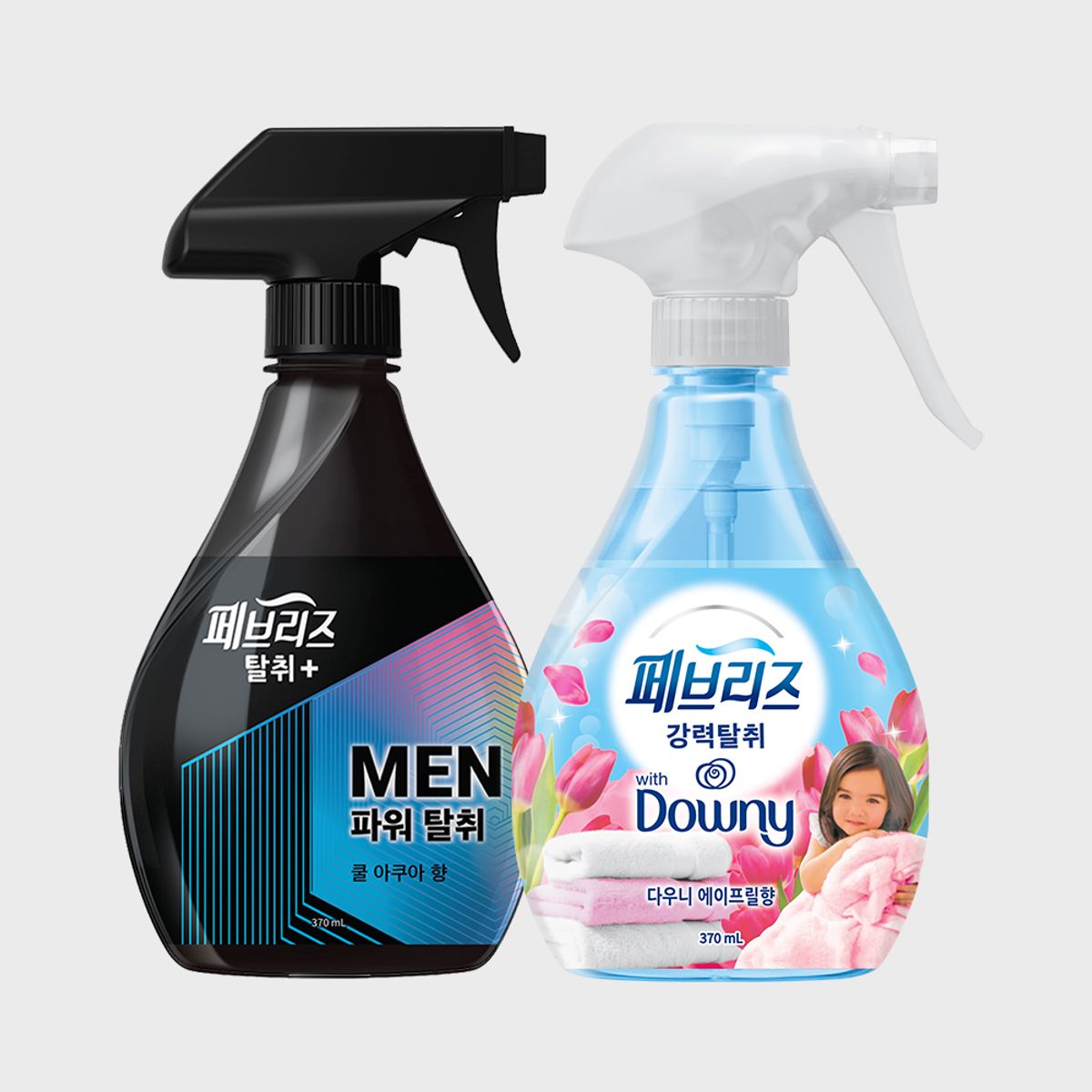 페브리즈(FEBREZE) 페브리즈 포맨 섬유탈취제 쿨 아쿠아 향 370ml 1개 + 다우니향 370ml1개
