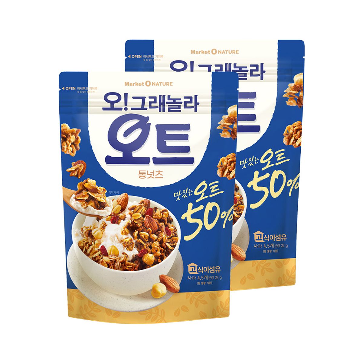 닥터유(DRYOU) 오리온 마켓오 오그래놀라 오트 통넛츠 360g x 2개