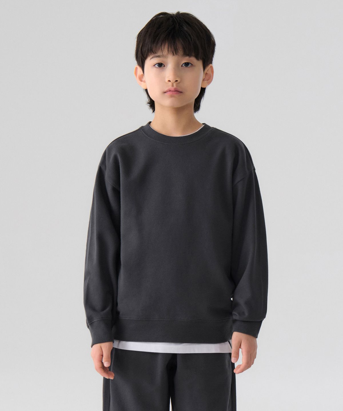 무신사 스탠다드 키즈(MUSINSA STANDARD KIDS) 오버사이즈 스웨트셔츠 [다크 그레이]