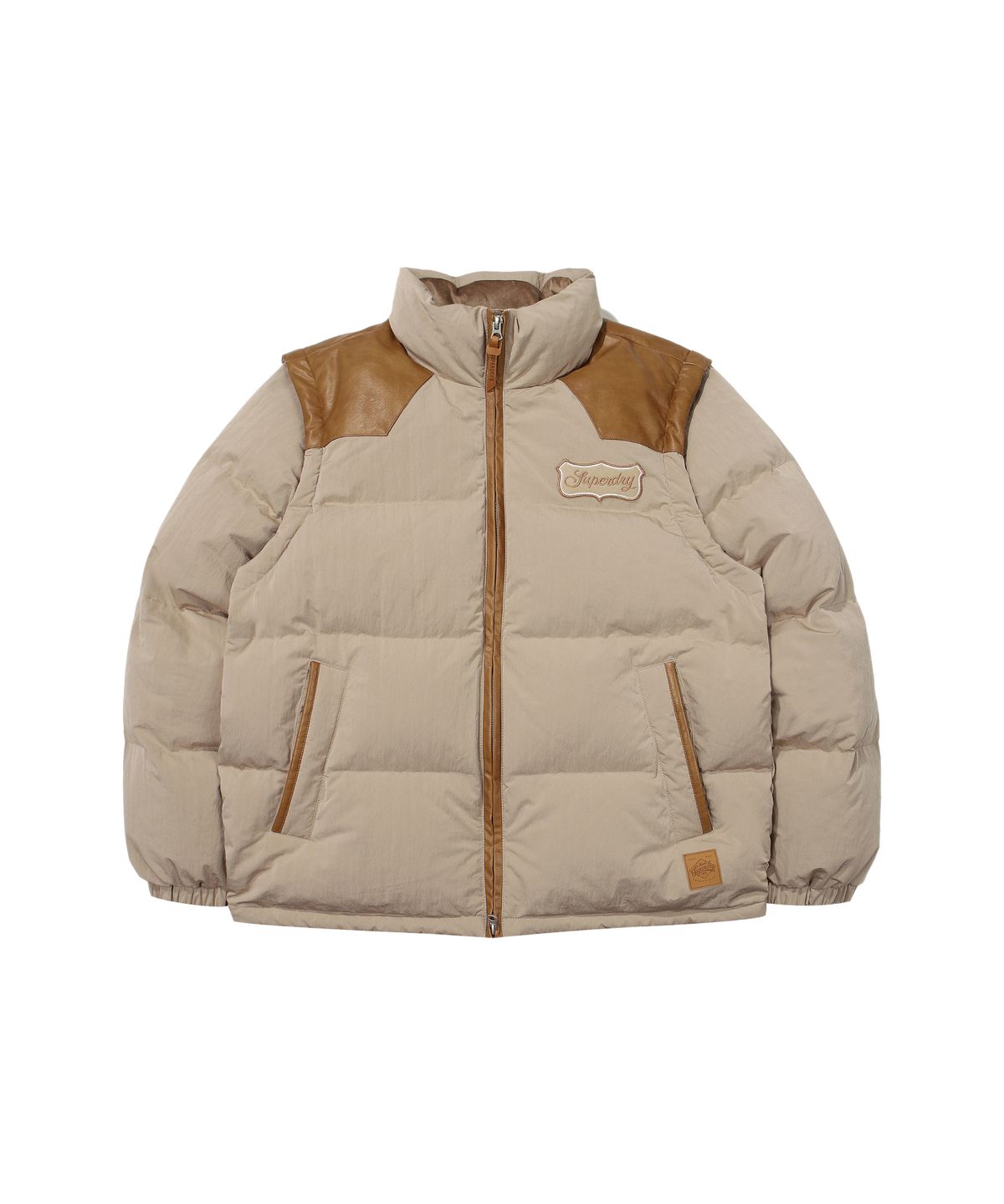 슈퍼드라이(SUPERDRY) 웨스턴 디터쳐블 덕 다운 패딩 베이지
