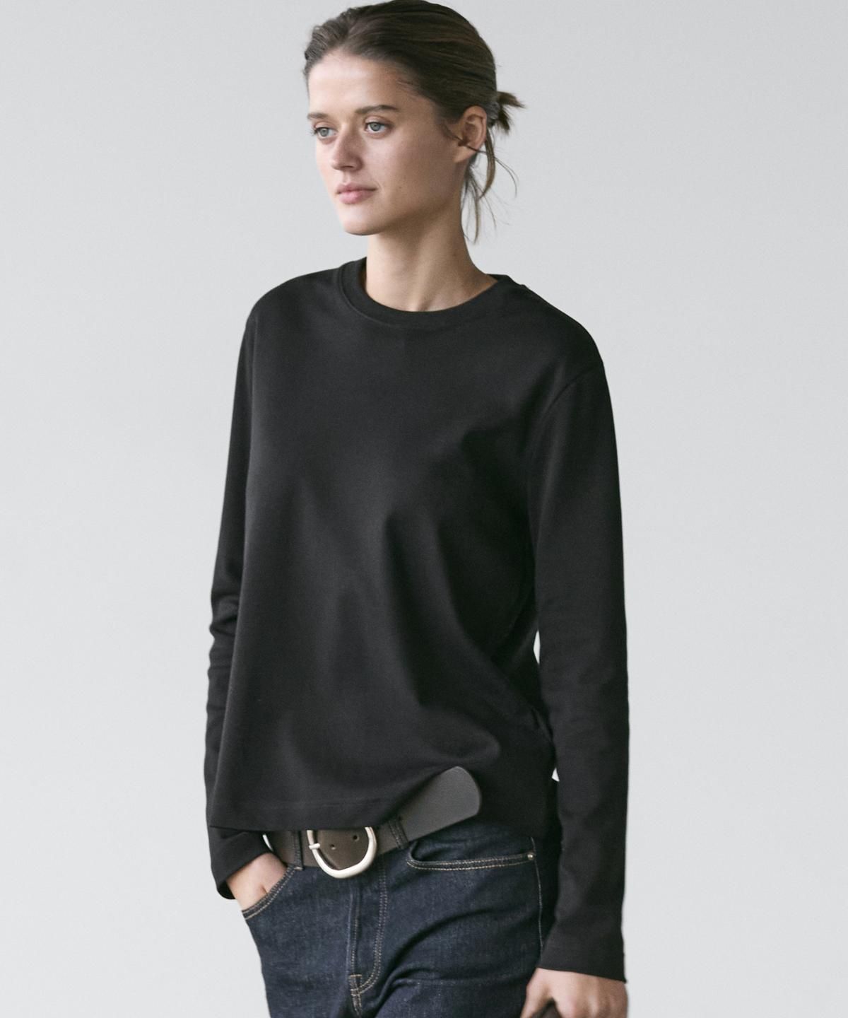 마시모두띠(MASSIMO DUTTI) 100% 코튼 인터로크 긴팔 티셔츠