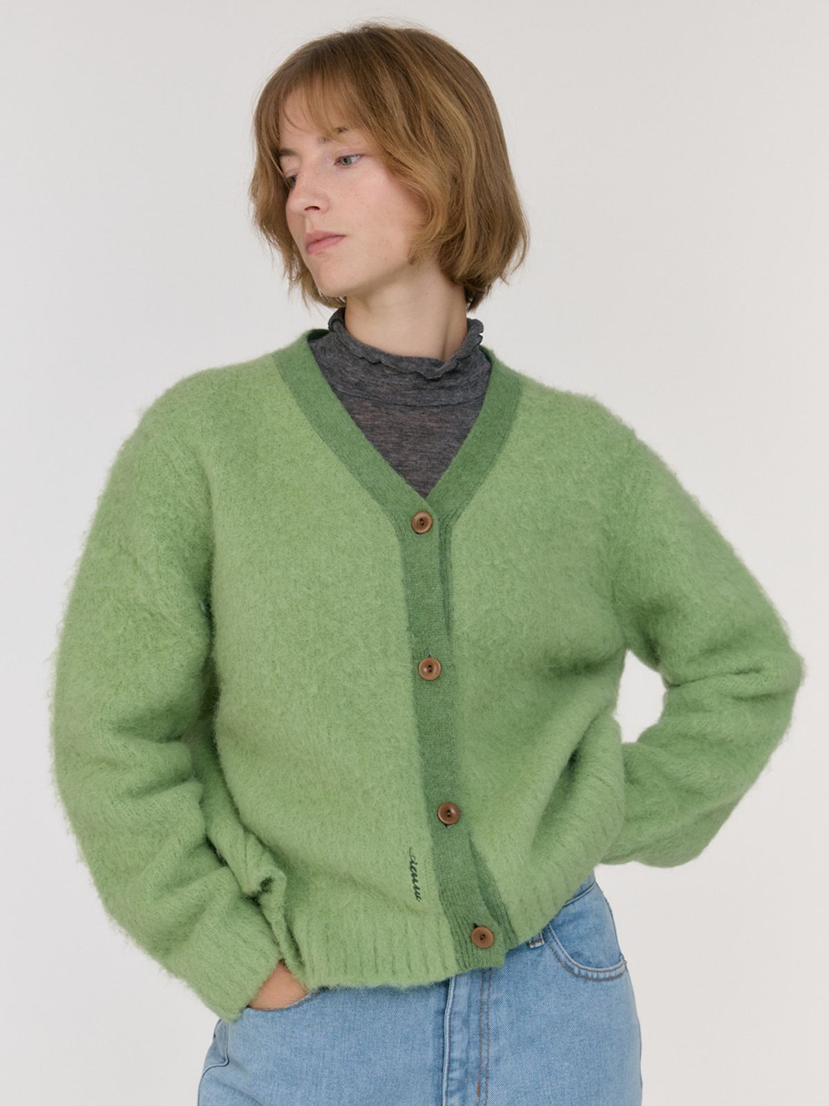 시엔느(SIENNE) Paul hairy Cardigan (Light Green)