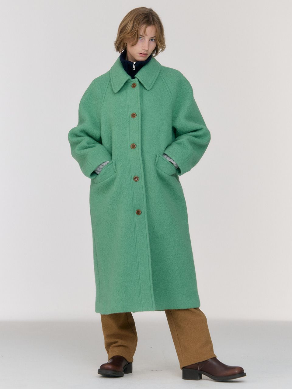 MUSINSA | SIENNE Grandma Color Wool Coat (Mint)