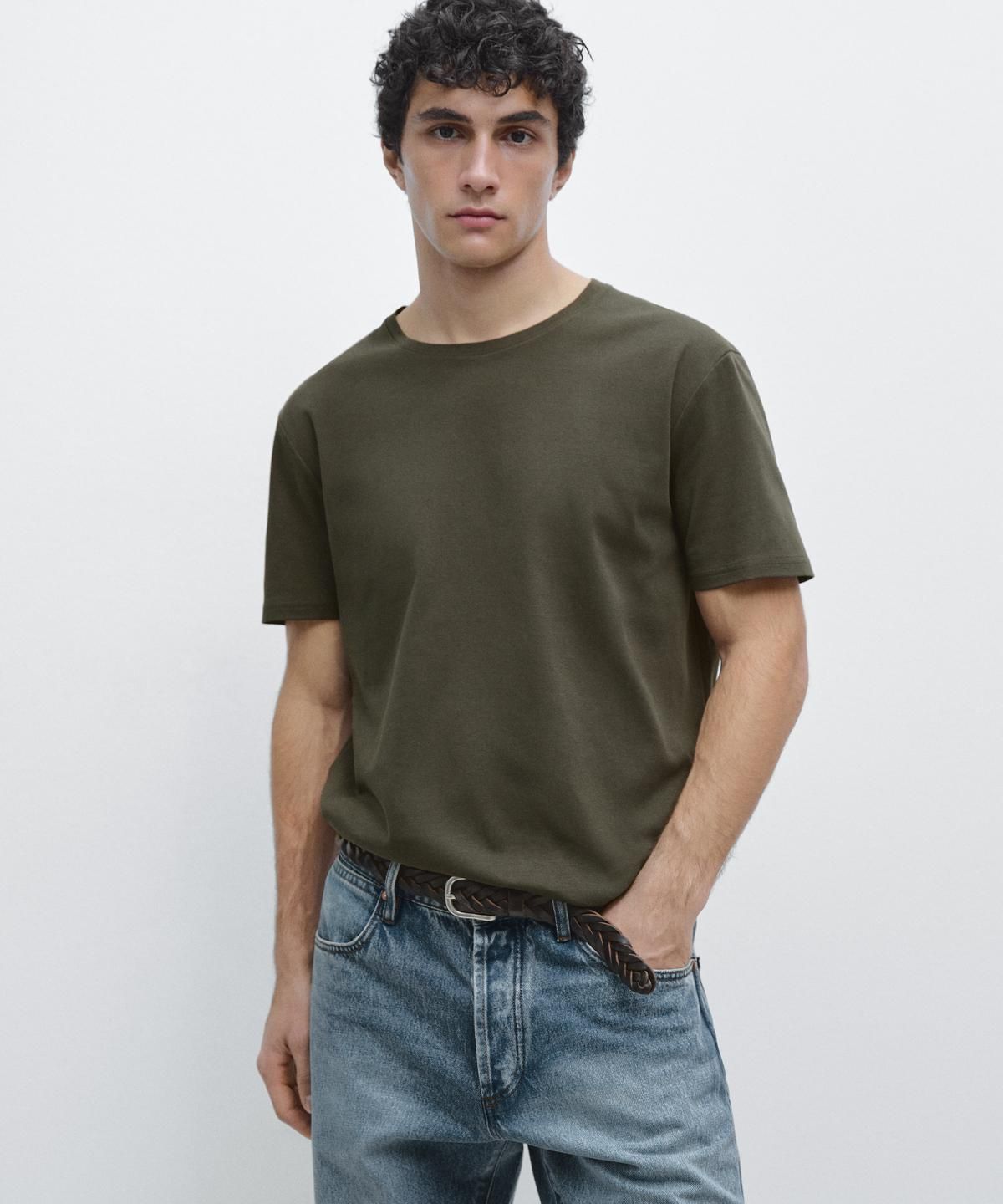 마시모두띠(MASSIMO DUTTI) 100% 머서라이즈 코튼 티셔츠