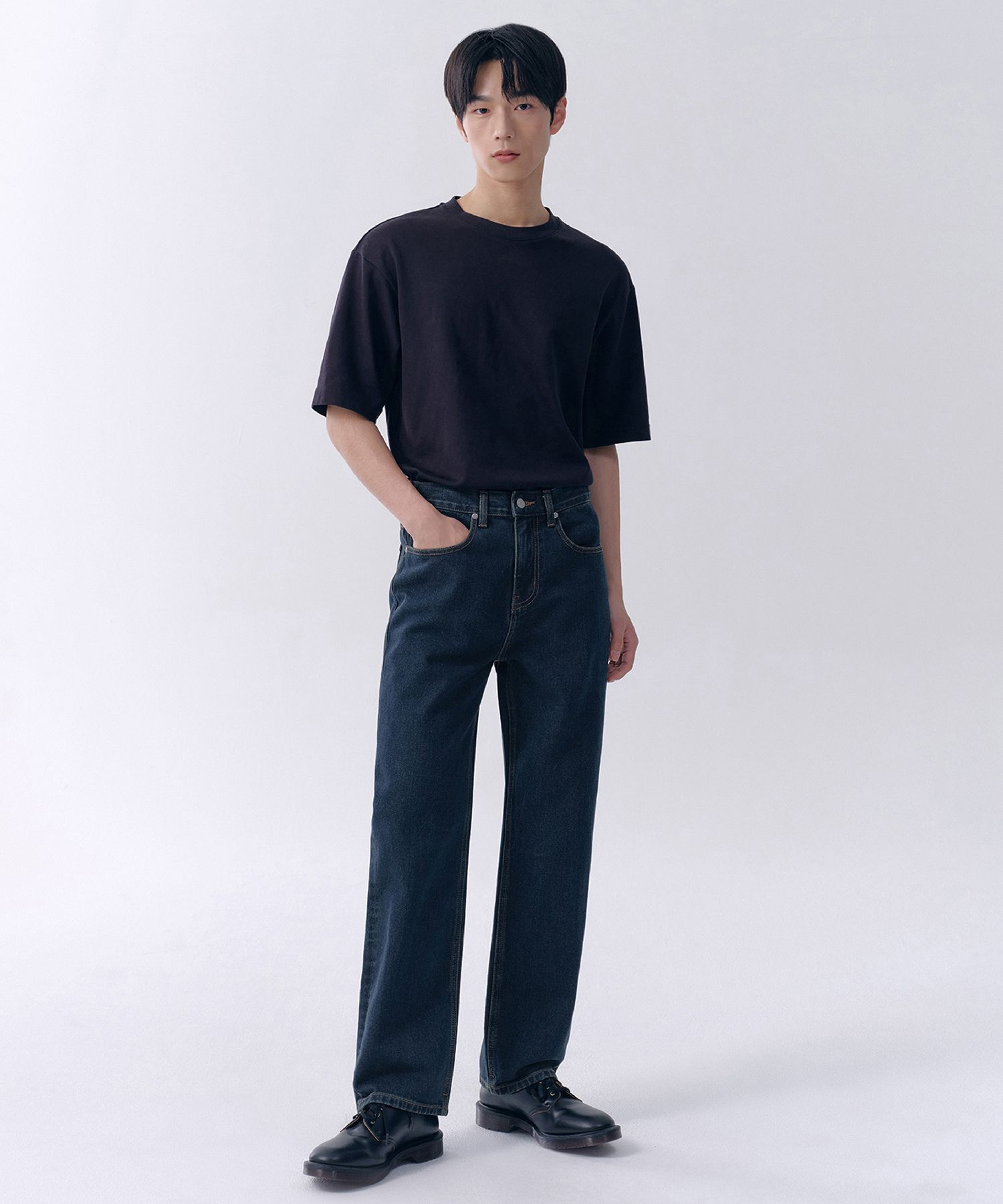 MUSINSA公式 | MUSINSA STANDARD ストレートデニムパンツ [ダークブルー]