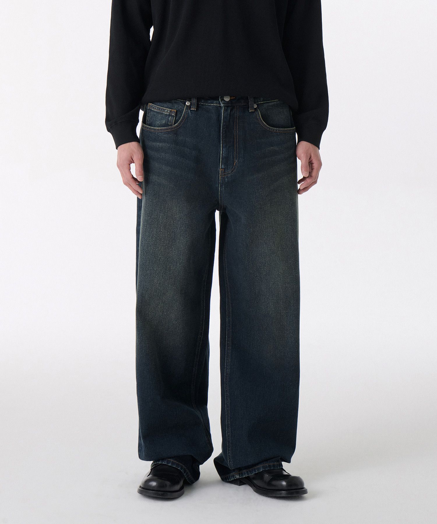 ★MUSINSA STANDARD★ Big Wide Denim Pants Dark Blue MMDNP520 MUSINSA | MUSINSA STANDARD Extra Wide Denim Pants [Dark Blue]