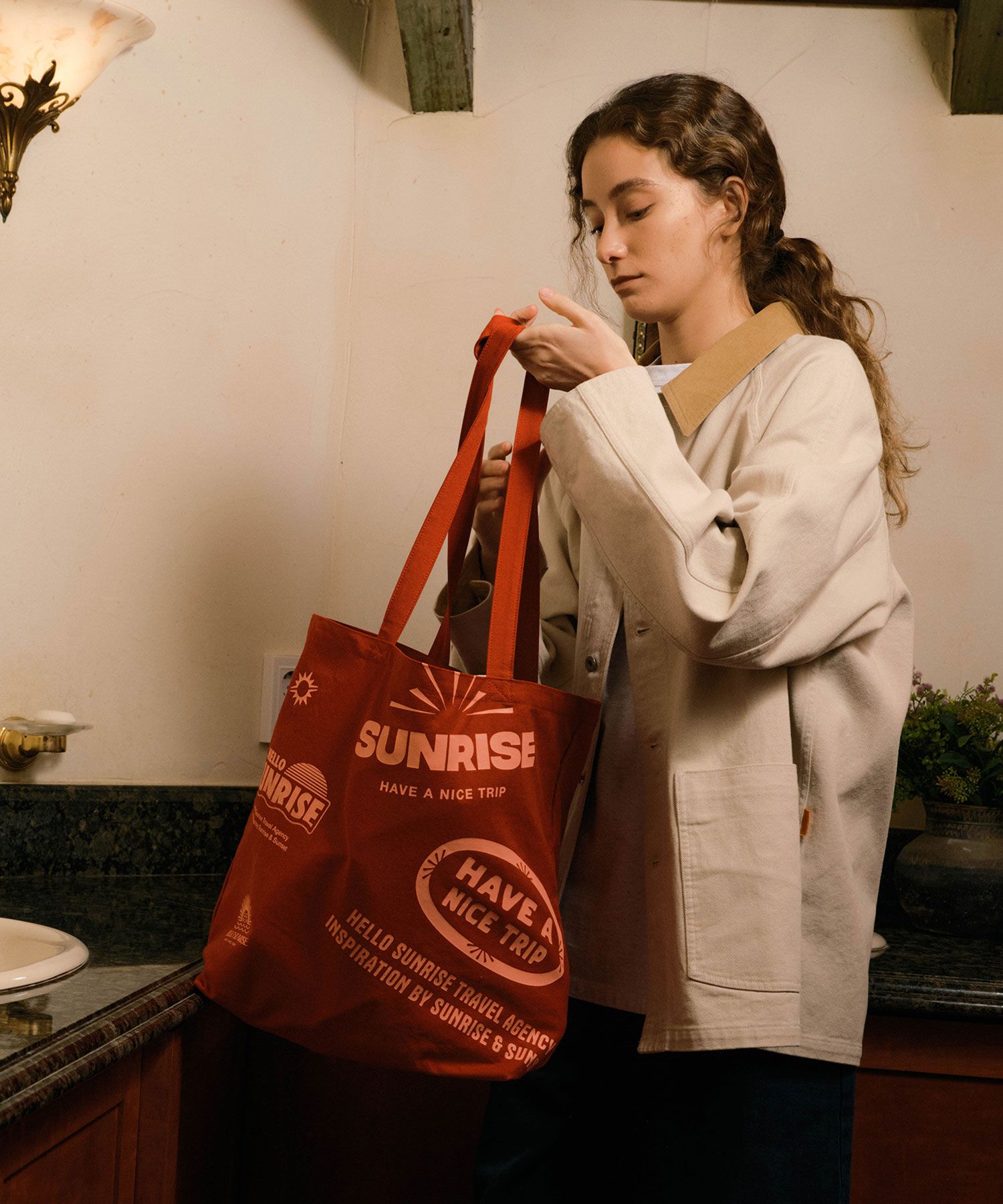 【HELLO SUNRISE】 HS Graphic Cotton Bag / 追跡付 MUSINSA | HELLO SUNRISE HS Graphic Cotton Bag_Navy