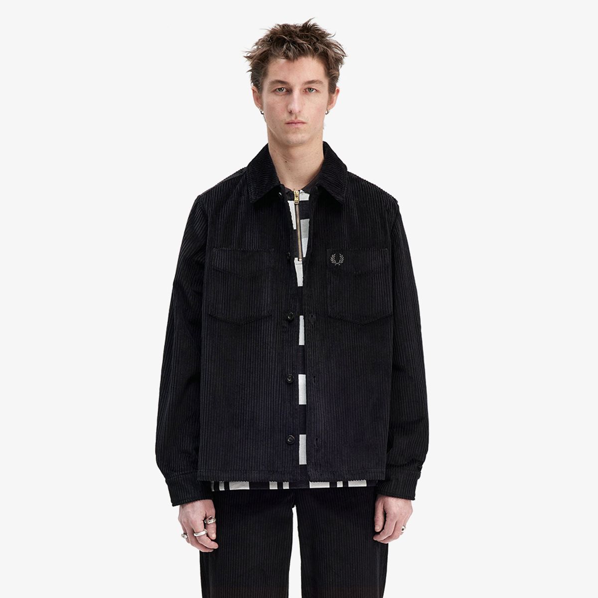 프레드페리(FRED PERRY) [Sharp] 코듀로이 오버셔츠 - 블랙 AFPM2438723-102