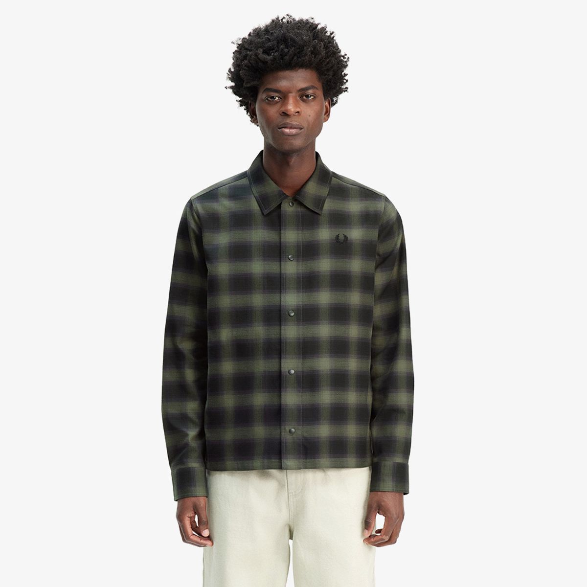 프레드페리(FRED PERRY) [Sport] 블러 타탄 오버셔츠 - 로렐리스그린 AFPM2438718-X21