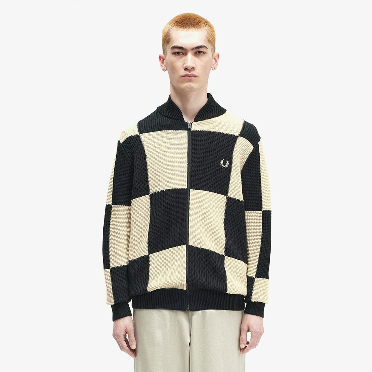 프레드페리(FRED PERRY) [Sport] 텍스쳐드 체커보드 가디건 - 블랙 AFPM2438554-102