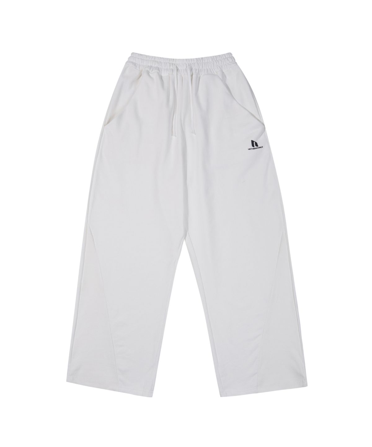 네더월드(NETHERWORLD) SPORTY LOGO SWEATPANTS SOFT WHITE