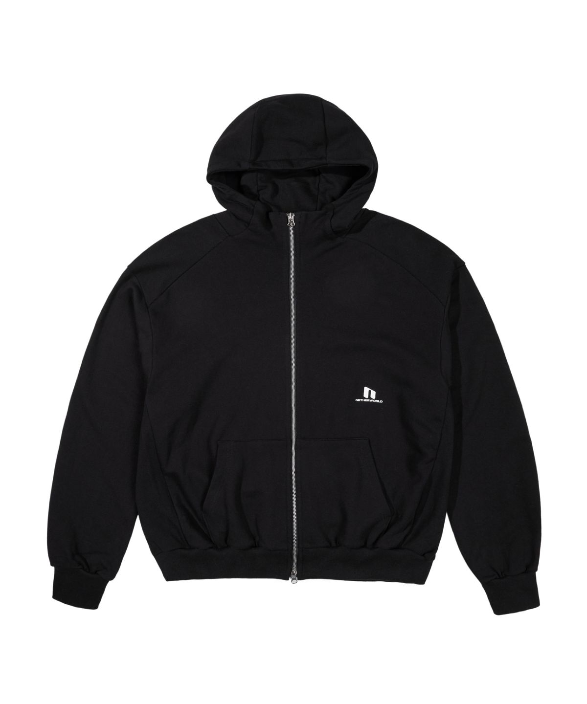 네더월드(NETHERWORLD) SPORTY LOGO ZIP UP HOODIE BLACK