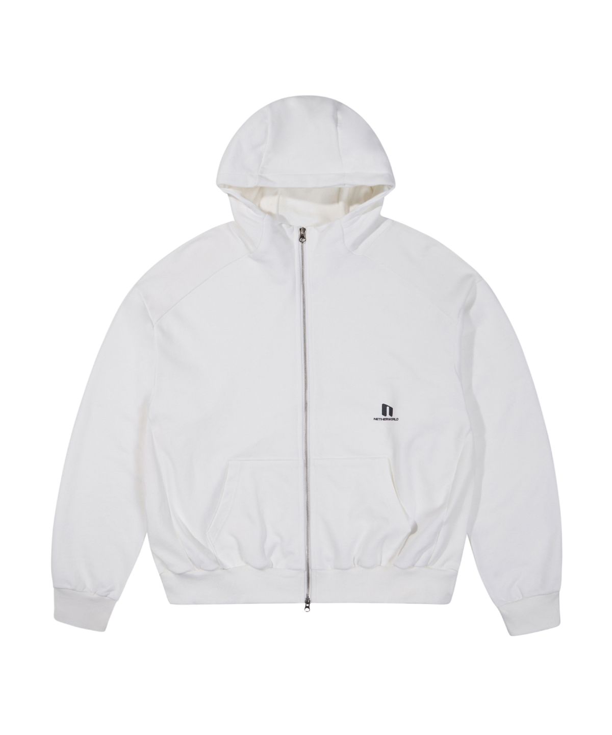 네더월드(NETHERWORLD) SPORTY LOGO ZIP UP HOODIE SOFT WHITE