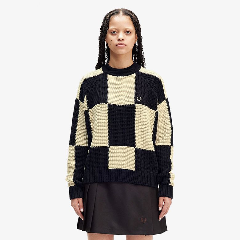 [Womens] 텍스쳐드 체커보드 니트 - 블랙 AFPF2438130-102