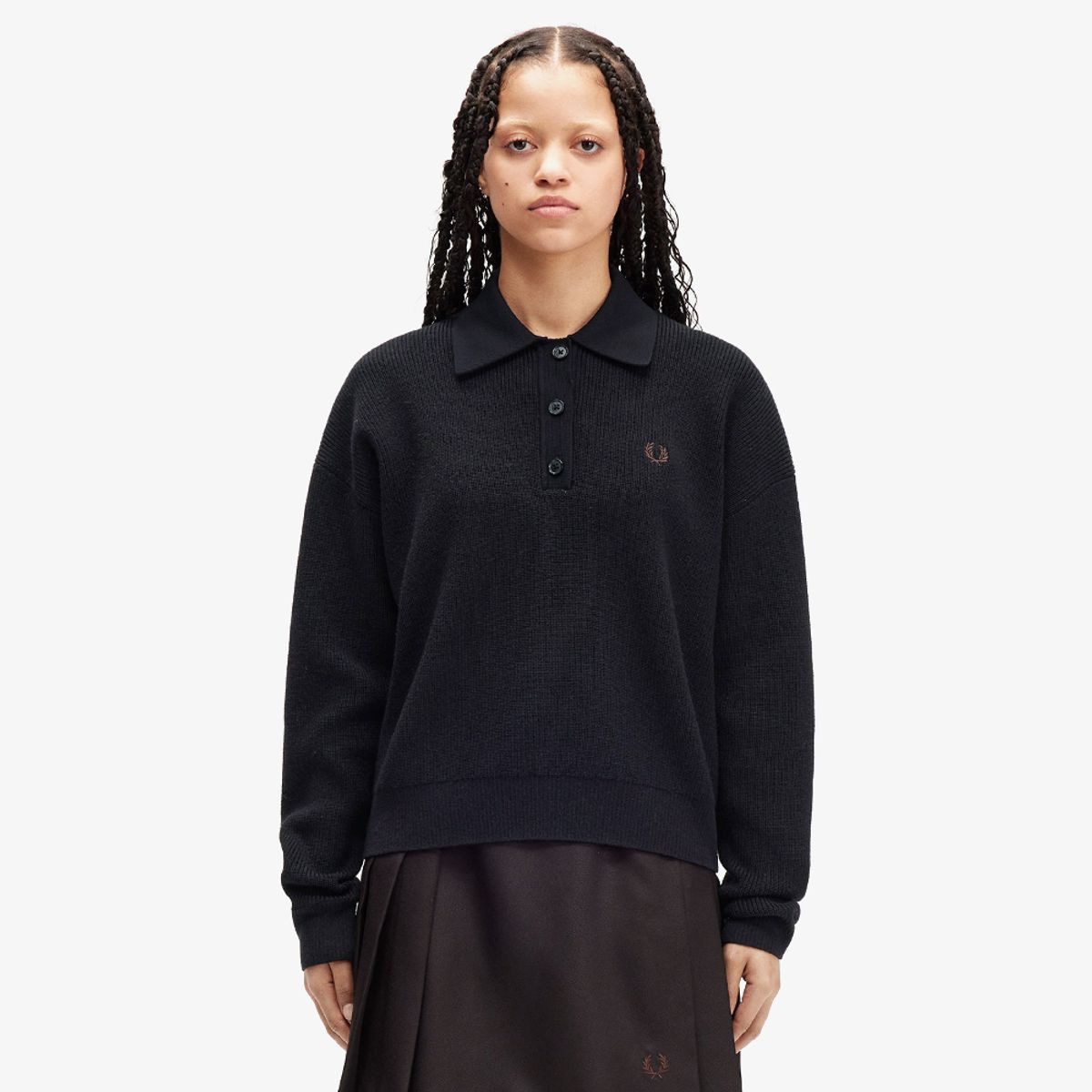 프레드페리(FRED PERRY) [Womens] 니트 셔츠 - 블랙 AFPF2438136-102