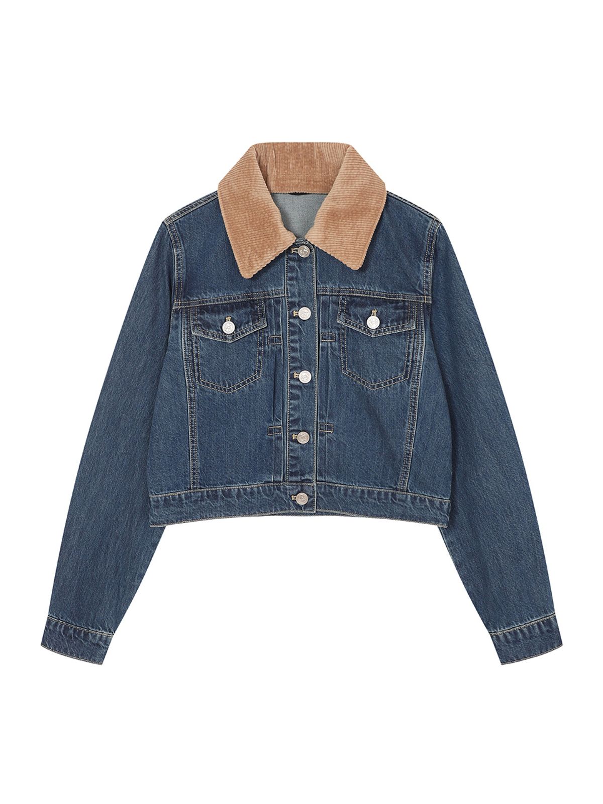 리에떼(REETE) corduroy colored collar denim jacket- U1F32DJK010