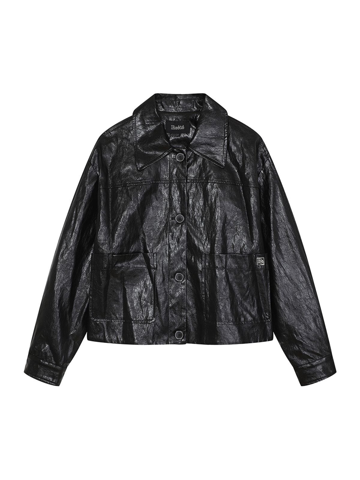 리에떼(REETE) collar short button leather jacket- U1F32LJK010