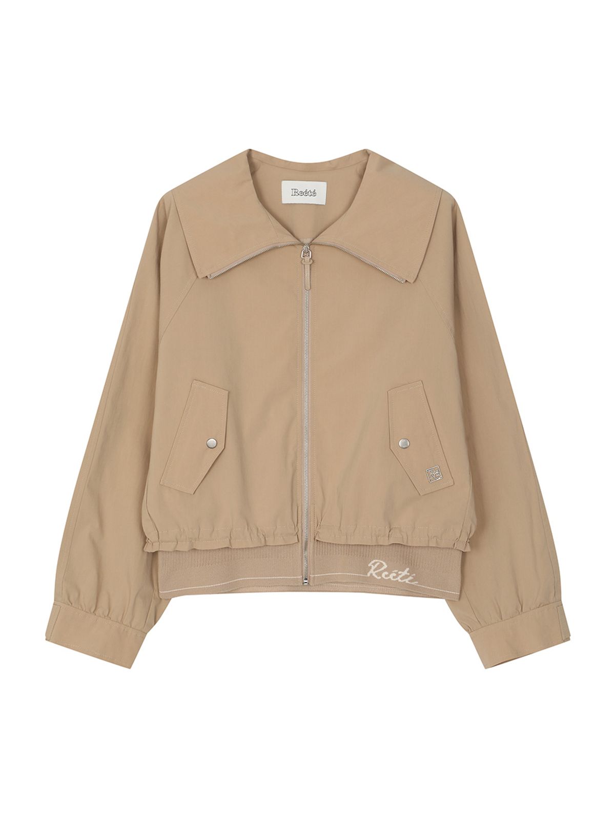리에떼(REETE) Lettering Band Big Collar Zip-Up Jumper- U1F31WJP010